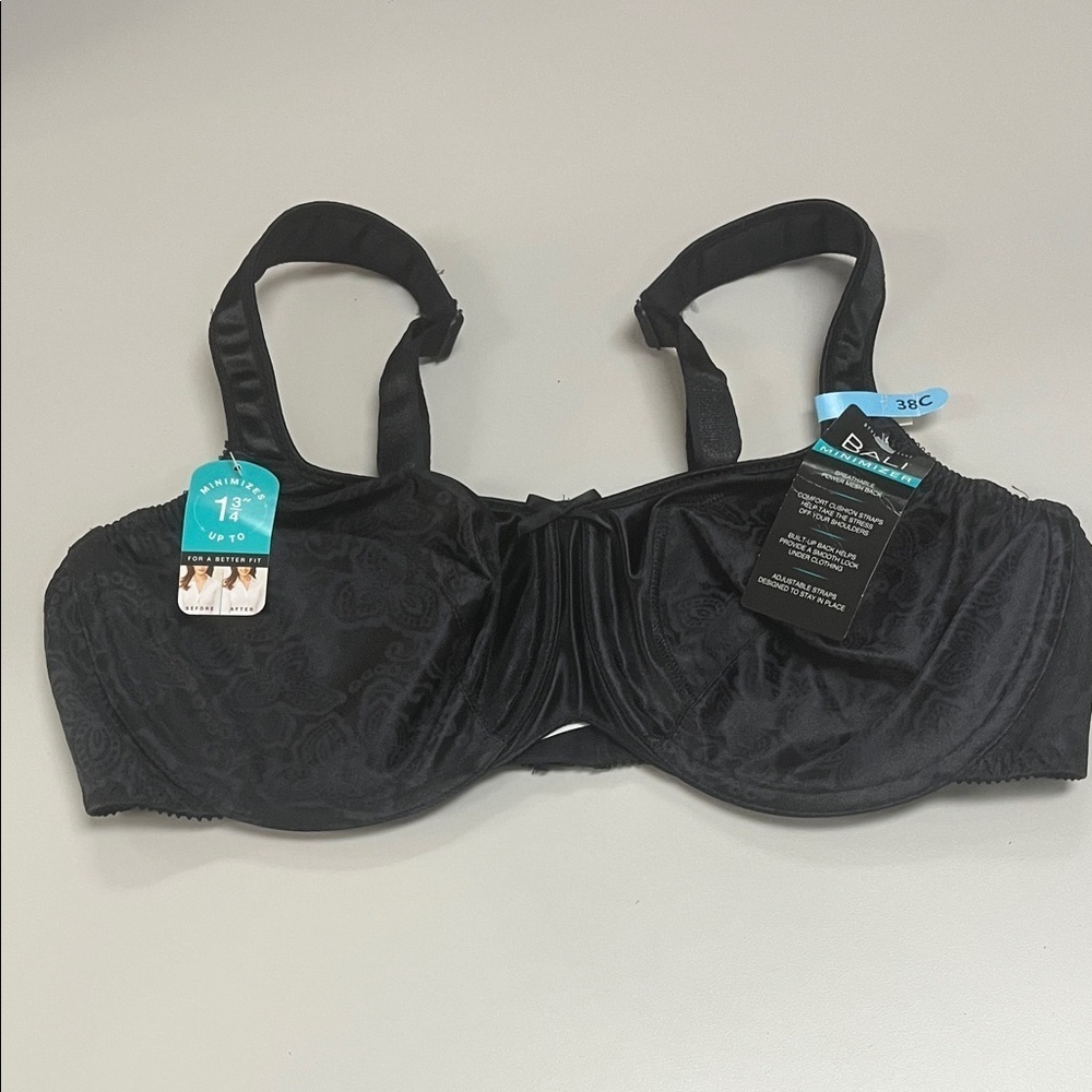 Bali Elegant Black Underwire Bra / Minimizer 38C